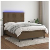 vidaXL Krevet box spring s madracem LED tamnosmeđi 140x190 cm tkanina | shoptok.hr