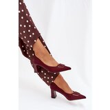 Boto Heels With Decorative Buckle Burgundy Seriva | shoptok.hr