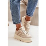Boto Warm Women's Platform Sneakers with Fur Beige Daivlene | Shoptok.si