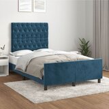  The Living Store Posteljni okvir z vzglavjem temno moder 120x190 cm žamet - Posteljni Okvir Z Vzglavjem, (21490699) | Shoptok.si