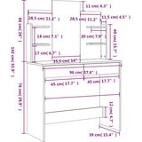 vidaXL Toaletna mizica z ogledalom sonoma hrast 96x39x142 cm | Shoptok.si