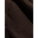 Ombre men's retro biker jacket with stand-up collar - brown | ePonuda.com