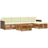 vidaXL Zunanja garnitura za sedenje z blazino 6 pcs Naravna in smetana, (5000270756) | Shoptok.si