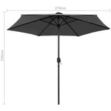  Suncobran s LED svjetlima i aluminijskom šipkom 270 cm antracit | shoptok.hr