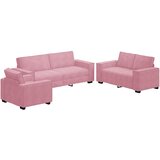  3-dijelni set sofa s jastucima, ružičasti baršun | Shoptok.si