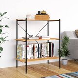 vidaXL 3-nadstropni regal s policami črn in hrast 80x40x92 cm Cene