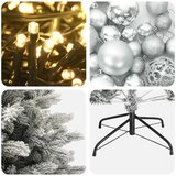  Umjetno božićno drvce s kuglicom 120 cm 150 LED lampica - Zelena i bijela 120 cm s LED-ima i srebrnim lopticama | shoptok.hr