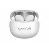 Canyon TWS-5 bluetooth headset, with microphone, bt V5.3 jl 6983D4, frequence Response:20Hz-20kHz, battery earbud 40mAh*2+Charging case 500mAh, type-c cable length 0.24m, size: 58.5*52.91*25.5mm, 0.036kg, white Cene