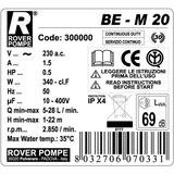 20CE PROTOČNA PUMPA, 230V/50Hz/1700l/h/0,5KS
