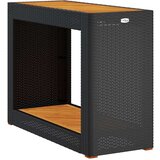 vidaXL Vrtna miza z leseno mizno ploščo črna 100x40x75 cm poli ratan | Shoptok.si