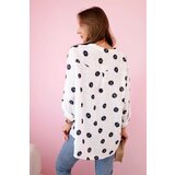 Kesi Włoski Linen Women's Blouse with Floral Pattern, Long Sleeves, and Buttons White | shoptok.hr