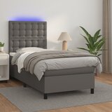  box spring s madracem LED sivi 90x200 cm od umjetne kože | shoptok.hr