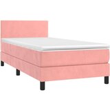  Box spring postelja z vzmetnico LED roza 100x200 cm žamet | Shoptok.si