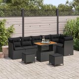  Sjedeća garnitura za vrt s jastukom 9 pcs Crna 90 x 55 x 71 cm | shoptok.hr