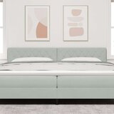 vidaXL Naslon za glavo s kristalnimi gumbi, tufted, svetlo siva, 200 cm, žamet | Shoptok.si