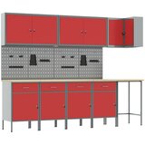  Set radnih ormarića s ladicama s policom 12 kom. Crvena i siva | shoptok.hr