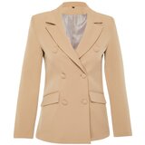 Trendyol Light Brown Regular Lined Double-Breasted Woven Blazer Jacket | shoptok.hr