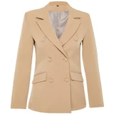 Trendyol Light Brown Regular Lined Double-Breasted Woven Blazer Jacket