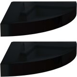 vidaXL Kotne police 2 kosa visok sijaj črne 25x25x3,8 cm MDF, (20621307) | Shoptok.si