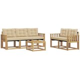vidaXL Zunanja garnitura za sedenje z blazino 6 pcs Bela in bež, (5000280466) | Shoptok.si