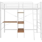  Krevet na kat sa stolićima u okviru bijeli metalni 90 x 200 cm | shoptok.hr