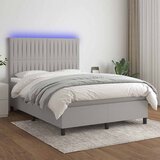  box spring s madracem LED svjetlosivi 140x190 cm tkanina | shoptok.hr