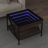 vidaXL Klubska mizica z neskončnimi LED rjavi hrast 50x50x38 cm Cene