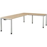 mauser Pisalna miza, kotna, spodnji del iz kvadratne/okrogle cevi, VxŠxG 680 - 760 x 2000 x 800 mm, kotni element na desni strani (širina 1000 mm), pl | Shoptok.si
