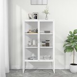 vidaXL Visoka komoda bijela 80x35x135 cm od čelika i kaljenog stakla Cijene