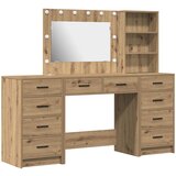 vidaXL 3-delni set toaletne mizice z LED umetniškim hrastovim inženirskim lesom, (22067612) | Shoptok.si