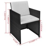 Poli 13-dijelni vrtni blagovaonski set od poliratana s jastucima crni | shoptok.hr
