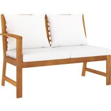 The Living Store Vrtna klop 114,5 cm s krem blazino trden akacijev les - Vrtna Klop, (21462134) Cene