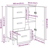 vidaXL Strani šal Črni hrast 34 x 69,5 x 90 cm Konstruiran les | Shoptok.si
