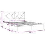  Metalni okvir za krevet s uzglavljem bijeli 150x200 cm | shoptok.hr