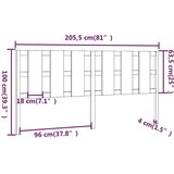  Uzglavlje za krevet crni 205,5 x 4 x 100 cm od masivne borovine | shoptok.hr