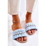Kesi Women's Slippers With Decorative Strap Blue Ramisa Cene