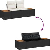  6-delni set vrtne sedežne garniture s blazinami Črni poli ratan, (22092785) | Shoptok.si