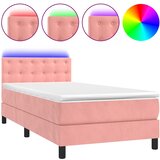 Krevet box spring s madracem LED ružičasti 100x200cm baršunasti | shoptok.hr