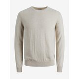 Jack & Jones Cream Basic Sweater Emil - Men Cene
