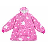 VERKGROUP Odeja pulover z rokavi in kapuco v enem HOODIE roza s fluorescentnimi zvezdicami | Shoptok.si