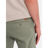 Ombre Men's classic denim shorts with rolled up leg - light olive | ePonuda.com