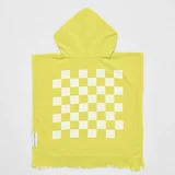Sunnylife žuti dječji ručnik za plažu s kapuljačom Checkerboard, 3-6 god