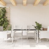  Vrtni stol sa staklenom pločom bijeli 150x90x75 cm poliratan | Eponuda.ba