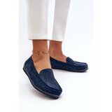 S. BARSKI Navy Blue Women's Suede Moccasins S.Barski LR755 | Shoptok.si