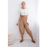 Kesi Włoski Trousers with wide leg and pockets Camel Cijene