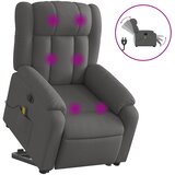 vidaXL Električni masažni naslonjač na podizanje od tkanine tamnosivi | shoptok.hr