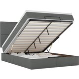 Maison Chic Otomanska Posteljni okvir - Dvoposteljna postelja - Zakonska postelja z vzmetnico & LEDs siv 140x200 cm blago-J236, (21771682) | Shoptok.si