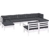  10-dijelna vrtna garnitura od borovine s jastucima bijela | shoptok.hr