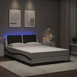 Maison Chic Posteljni okvir - Dvoposteljna postelja - Zakonska postelja z LED lučkami belo črn 140x200 cm umetno usnje, (21696836) | Shoptok.si