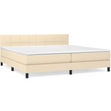  Krevet s oprugama i madracem krem 200 x 200 cm od tkanine | shoptok.hr